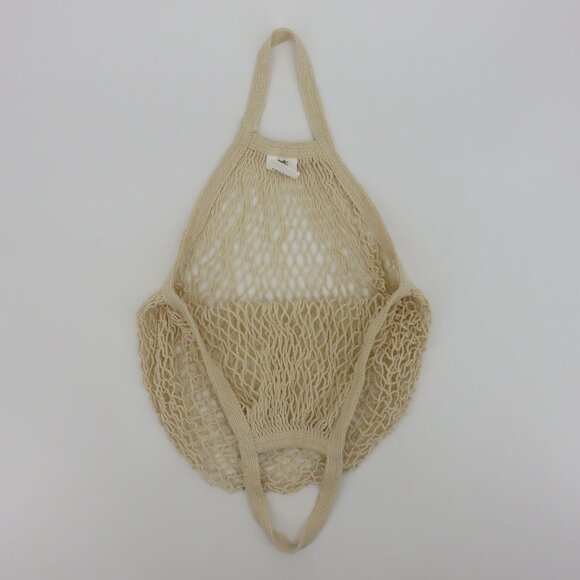 Eco Bags Natural Cotton Beige Mesh String Net Tote Bag Produce Shopping Reusable - Picture 4 of 9